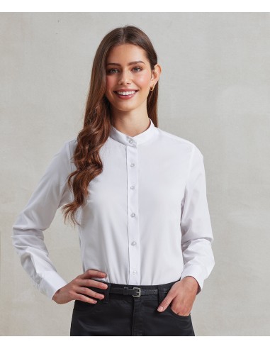PRE-PR358-Womens Banded Collar Grandad Shirt